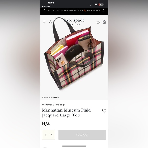 Kate Spade sold out large tote bag. Great holiday gift! - Picture 3 of 6